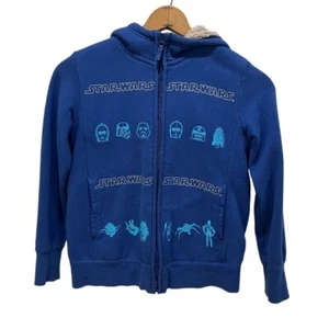 UNIQLO Star Wars Hoodie Jacket Kids Size 8-10 yrs Full Zip Wool Lined Blue - Picture 1 of 6