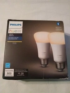 Philips Hue White A19 60W Equivalent Dimmable LED Smart Bulbs. - Picture 1 of 2