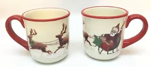 2 tazas Williams Sonoma Santa & His Reindeer Marc Lacaze Navidad 2011 - Imagen 1 de 2