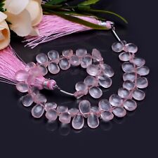 Natural Rose Quartz Faceted Pear Shape Beads 7mm-12mm Quartz Gemstone 8 Inch