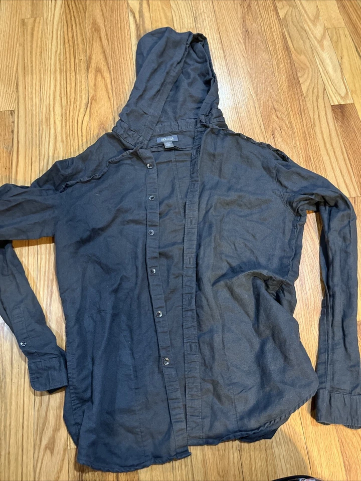 Top gris oscuro negro Kenneth Cole Reaction manga larga con capucha mezcla de algodón M Foto 1 de 4