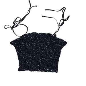 English Factory Black White Smocked Crop Top Shoulder Tie Women's Size Small - Picture 1 of 8
