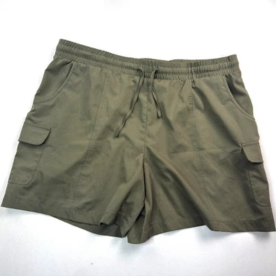 Shorts cargo Cato cintura alta cintura verde oliva cordão bolsos feminino grande - Imagem 1 de 3