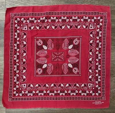 Bandana Vintage Hojas Rojas Naturaleza Patrón Corazón Color Rápido Algodón EE. UU. Foto 1 de 4