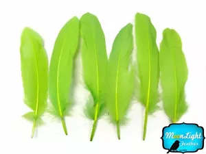USA SELLER | 1 Pack - Lime Green Goose Satinettes loose feathers 0.3 oz. Craft - Picture 1 of 3