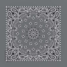 New 22" Charcoal Gray Paisley Bandana Handkerchief Scarf 100% Cotton Made In USA
