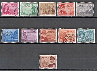 NORUEGA: 1947 SC#279-89 Usado Establecimiento de la Oficina de Correos de Noruega AJ1200 Foto 1 de 2