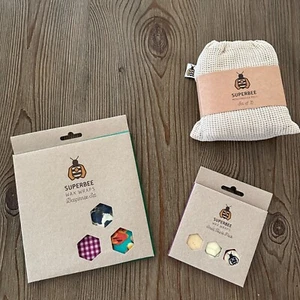 Beeswax Food Wraps Set of 6 Reusable Mesh Produce Bags Set of 5 Eco Friendly NEW - Picture 1 of 5