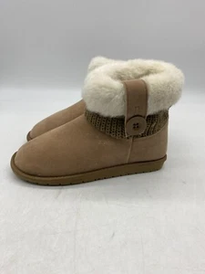 Rampage Parvin Slip on Beige Synthetic Shearling Style Boot Sz 7 M Faux Fur Cuff - Picture 1 of 5