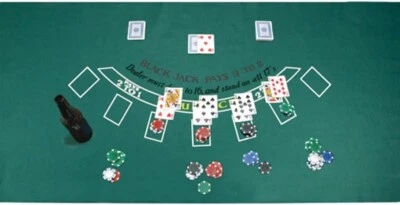 Juego de fichas y fieltro de mesa Brybelly Casino Night 2 en 1 blackjack y Texas Hold'em Foto 1 de 4