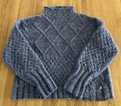 Suéter Corto Azul Tejido a Mano Tricot Express De Colección Talla M Mezcla Lana Angora Foto 1 de 4