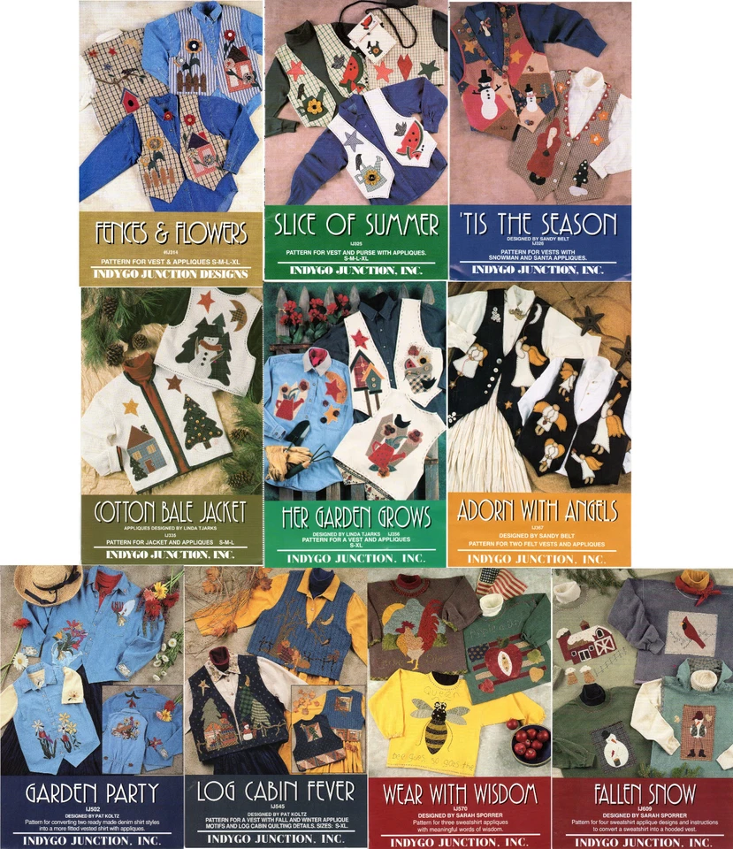 CHOICE: ©1990s Indygo Junction Sewing Applique Craft Patterns Vest Applique Xmas - Image 1 of 1