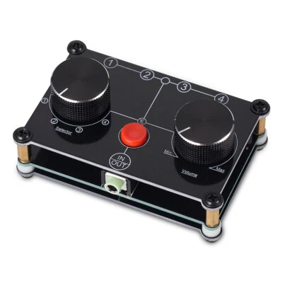 4-way 3.5mm Stereo Audio Switcher Box Mini Speaker Headphone Splitter Selector  - Image 1 of 4