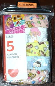 GIRLS M&S 5 PACK  DISNEY PRINCESS COTTON KNICKERS AGE 11-12 YEARS - NEW - Picture 1 of 1