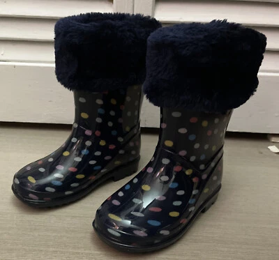 Botas de Lluvia Carter's Amary Niña Pequeña Talla 7, Azul Marino Lunares Piel NUEVAS Foto 1 de 4
