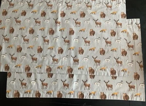 Sleepwell Inc. Animal Deer Fox Bear Flannel Gray Lot 2 Pillow Shams 34" x 18.5" - Picture 1 of 10