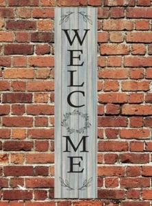 Welcome Sign Metal Aluminum 4"x18" Plaque Plate Door Entry Vertical - Picture 1 of 1