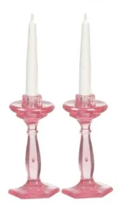 Dolls House Cranberry Candlesticks Chrysnbon Miniature Dining Room Accessory - Picture 1 of 8