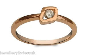 18Carat Rose Gold Designer Diamond Solitaire Ring 0.14 carats GSI - Picture 1 of 8