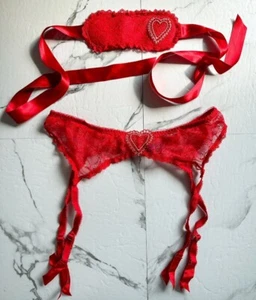 Agent Provocateur Set Esthar Sexy Red Lace Suspender Size Large 12-14 Lingerie - Picture 1 of 3