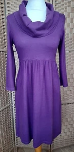 Laura Ashley Size 10 Tunic Top/ Dress Purple Jersey Cowl Neck - Picture 1 of 8