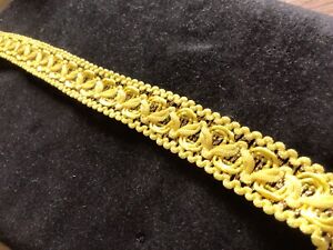 Vintage Braid Trim Embellishment 180cm x 2.5cm Yellow Gold Crafts Unused