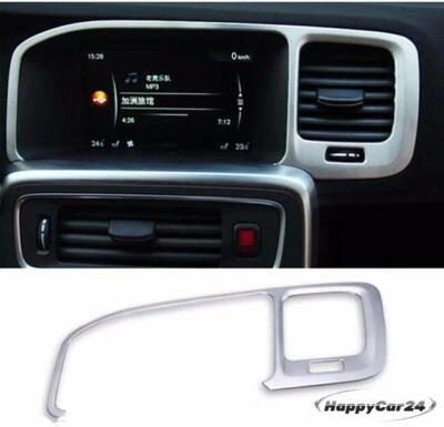 Tampa de estrutura de navegação de aço inoxidável acabamento decoração interior compatível com Volvo S60 V60 - Imagem 1 de 4