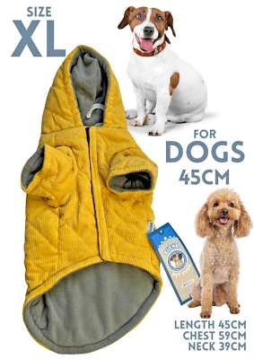 Dog Vest Coat Padded Corduroy Mustard Yellow Pet Jacket XL 45cm New - Image 1 of 4