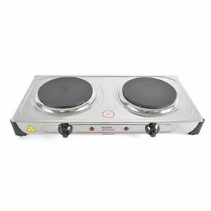 Hot Plate 2000W Double Electric Cooker Hob Table Top Kitchen Portable Cast Iron