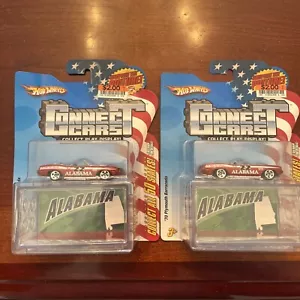 2008 HOT WHEELS CONNECT CARS ALABAMA '70 PLYMOUTH BARRACUDA RED/WHITE LOT OF 2 - Picture 1 of 6