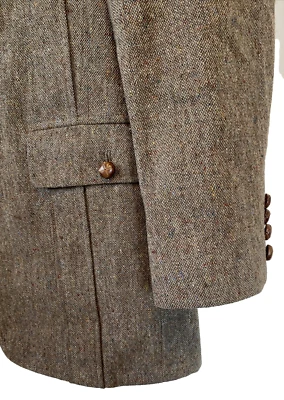 Vtg BASKIN Brown Wool Tweed Hunting Sport Coat Jacket Union Made USA Blazer - Image 1 of 4