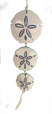 Sand Dollar 陶瓷风铃 Blue Sky Clayworks 22x4.5 英寸拼装在一起 — 第 1/4 张图片