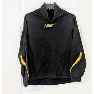 Nike Pullover Black Sweatshirt Turtleneck Long Sleeve Gold Logo Kids XL NWT $55 - Picture 1 of 6