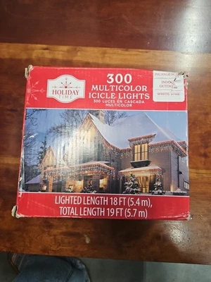 Holiday Time Icicle Lights Multicolor 300ct 19ft White Wire - Image 1 of 4