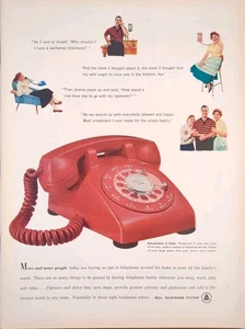 Vintage Klingel Telefonanlage Printanzeige 1957, rot Roto gewählt Festnetz - Bild 1 von 1