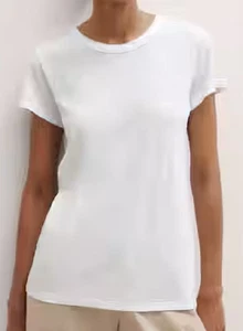 ME+EM - T-shirt manches courtes Soft Washed Tee coton chanvre blanc 10 UK 38 EU - Picture 1 of 7