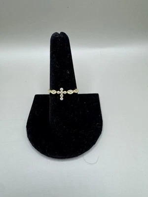 Anillo Cruz Con Corazones 10k Foto 1 de 4