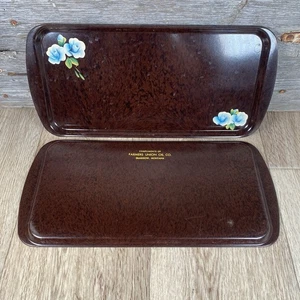 Vintage Kunststoff Serviertablett Set Farmers Union Oil Co. Glasgow, Montana - Bild 1 von 9