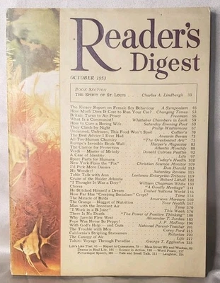 Reader's Digest October 1953 Canadian Version VG Cond - Kinsey Report, Lindbergh - Image 1 of 3