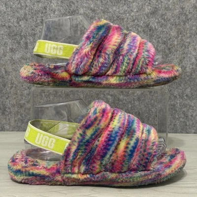 Женские сандалии-шлепанцы UGG Fluff Yeah Slippers Tie-Dye Rainbow размер 6 - Изображение 1 из 4