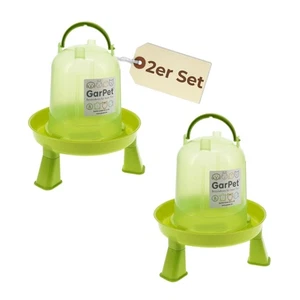2er Set Hühnertränke mit Füßen Geflügeltränke Wasser Stülp Tränke grün 1,5 L - Bild 1 von 7