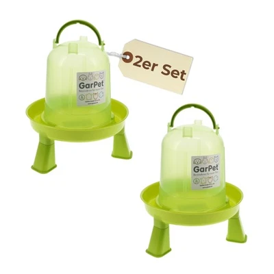 2er Set Hühnertränke mit Füßen Geflügeltränke Wasser Stülp Tränke grün 1,5 L - Bild 1 von 4