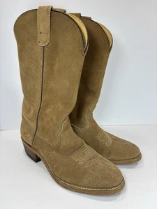 Vintage 1960s Sears Roebuck Wearmaster Tan Suede Western Boots 8.5 D Embroidered - Bild 1 von 12