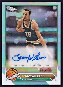 LENNY WILKENS 23-24 TOPPS CHROME REFRACTOR AUTO CARD #CG-LW *SEATTLE SONICS* HOF - Picture 1 of 2