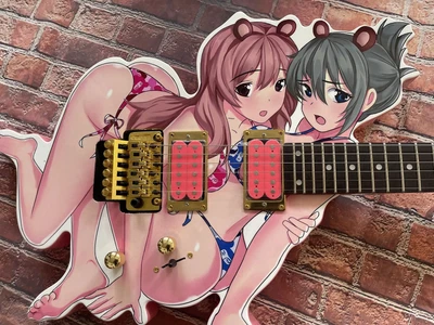 Anime beautiful girl shaped Electric Guitar Floyd Rose Tremolo HH Pickups 24Fret - Image 1 of 4