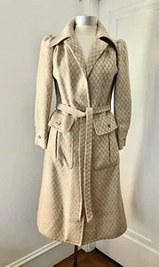 Vintage 70er Jahre James Galanos Champagner + Silber Karo Mantel mit Puffschultern - Bild 1 von 9