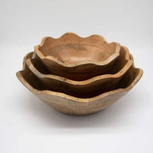 Scalloped Mangowood Bowls - Picture 1 of 10