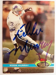 Detroit Lions Eddie Murray Signed 1991 Topps Stadium Club Auto Card - Imagen 1 de 1