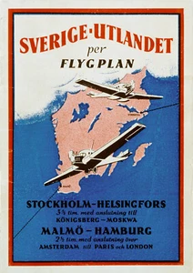 Airline Poster - Swedish Airlines - 1920s - Vintage Reprint A4 Wall Art - Photo 1/1
