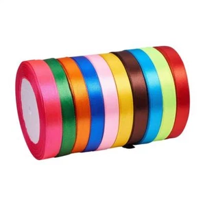 10 Rolls Satin Ribbon 0.47" Muticolor Tapes for Gift Wrapping Wedding Decorating - Picture 1 of 7
